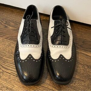 Loake 1880 Sloane Black and White Men's Brogue Oxford Shoes lace up saddle